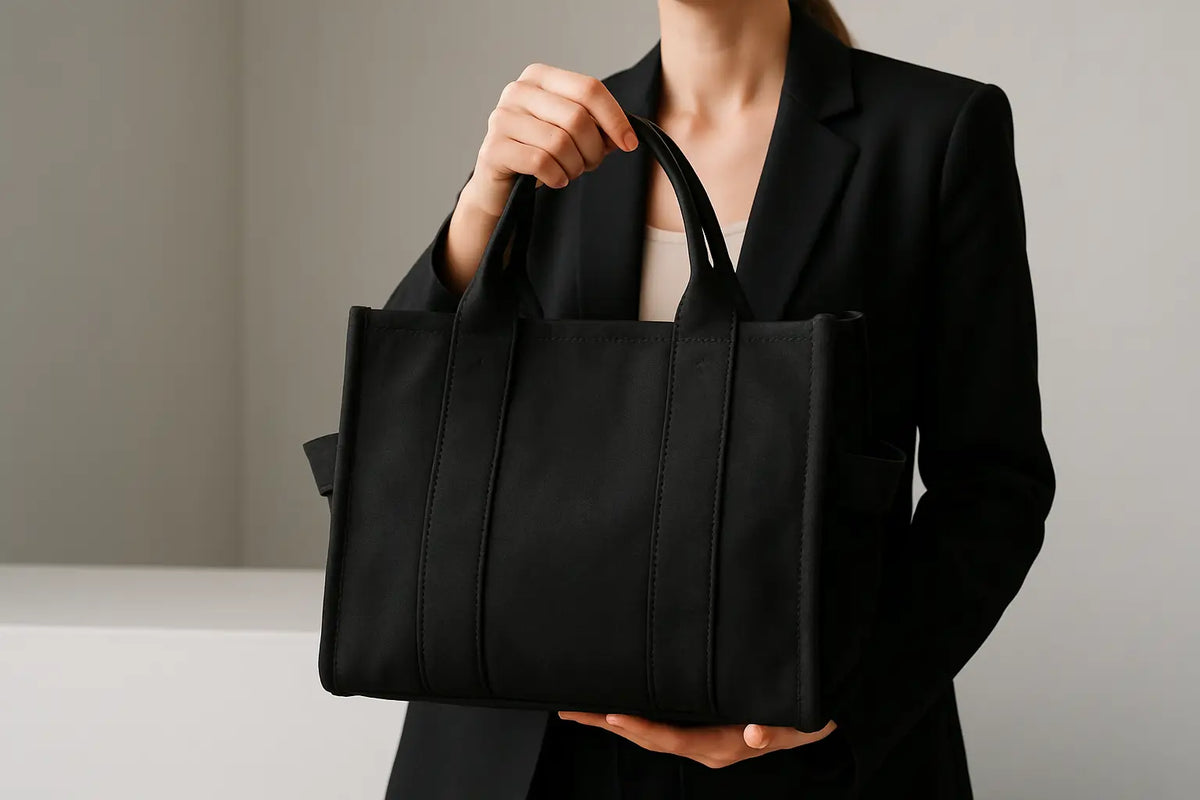 Marc Jacobs en negro: el bolso de algodón que suma