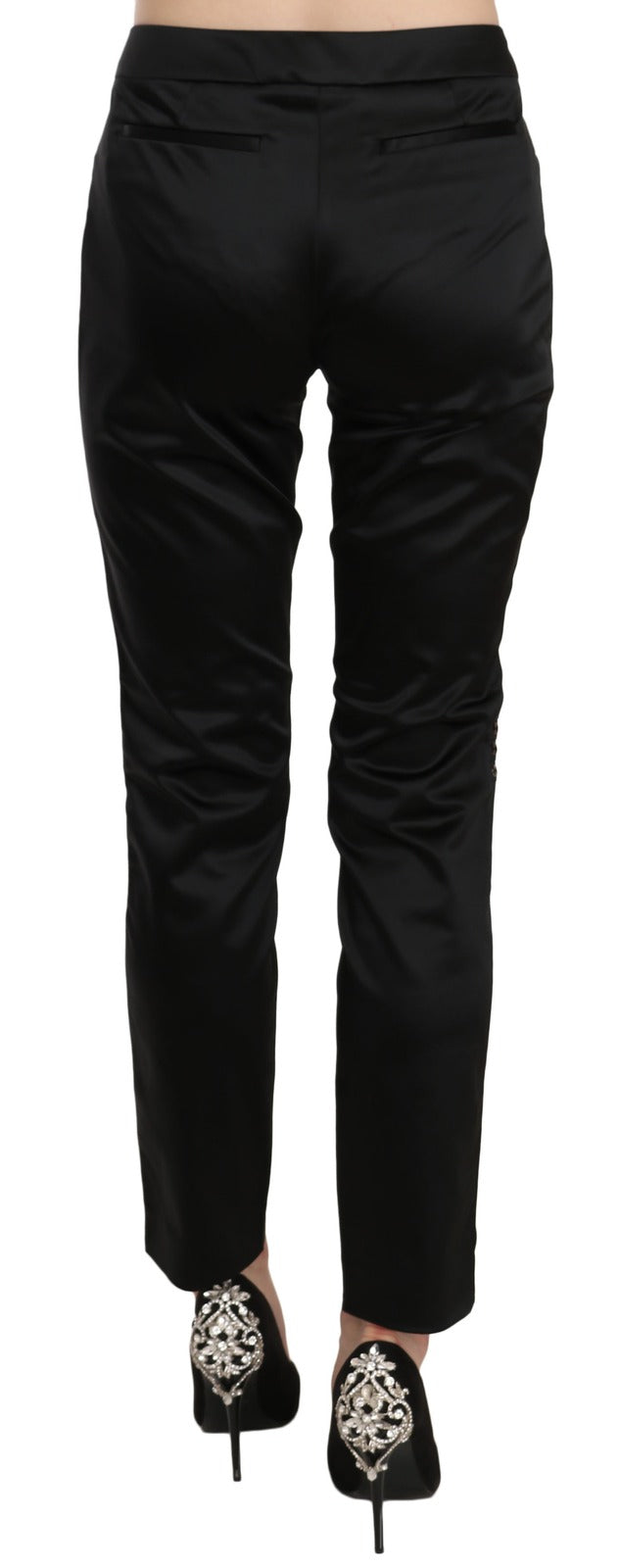 Exte Black Mid Waist Skinny Dress Formal Trousers Pants