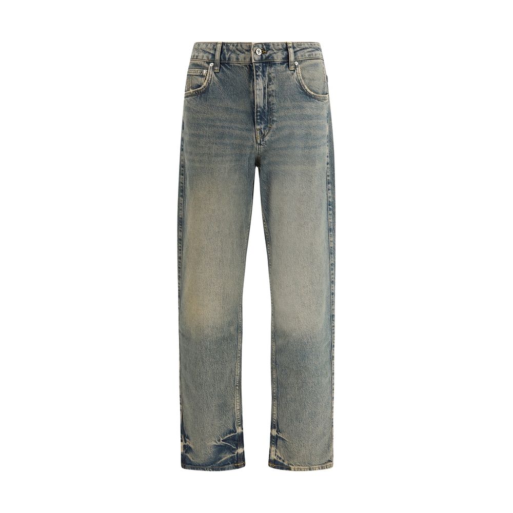 Represent Blue Cotton Straight-Leg Jeans