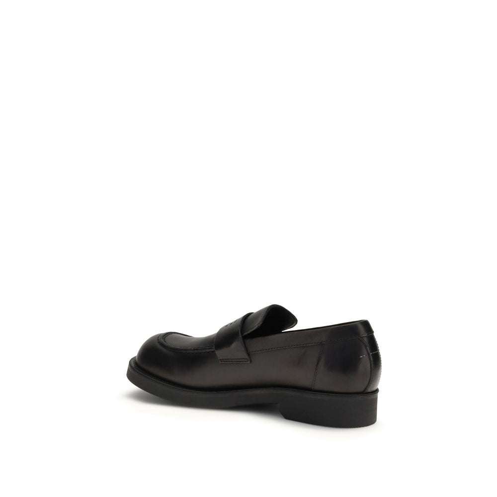 MM6 Black Calf Leather Bos Taurus Slip-On Loafers