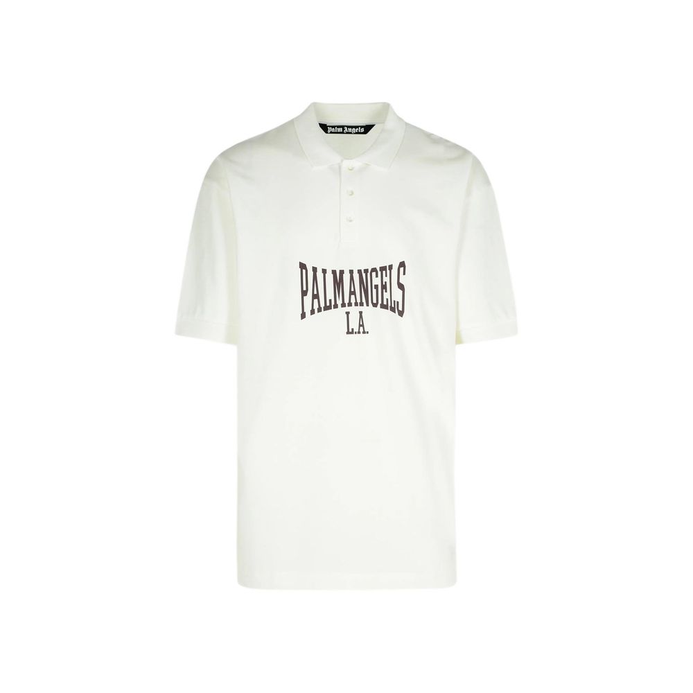 Palm Angels White Cotton Polo Shirt - BrandFit 88