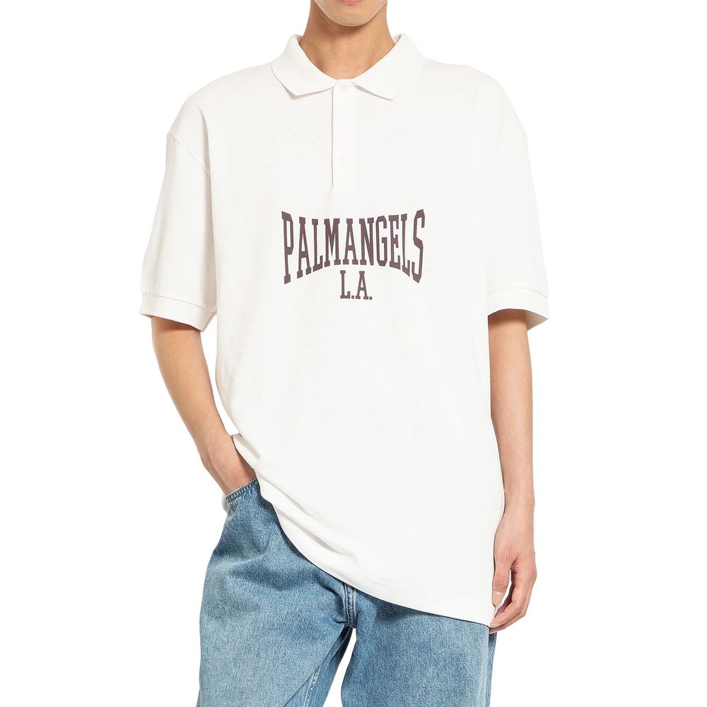 Palm Angels White Cotton Polo Shirt - BrandFit 88
