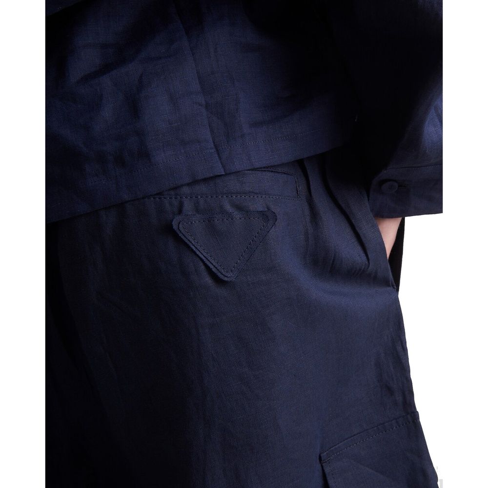 Prada Blue Linen Bermuda Shorts