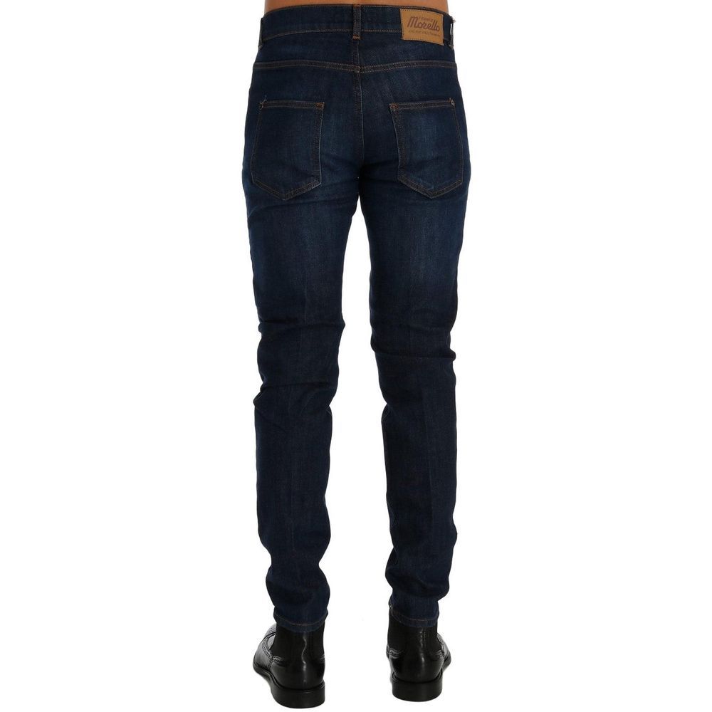Frankie Morello Blue Cotton Slim Fit Jeans