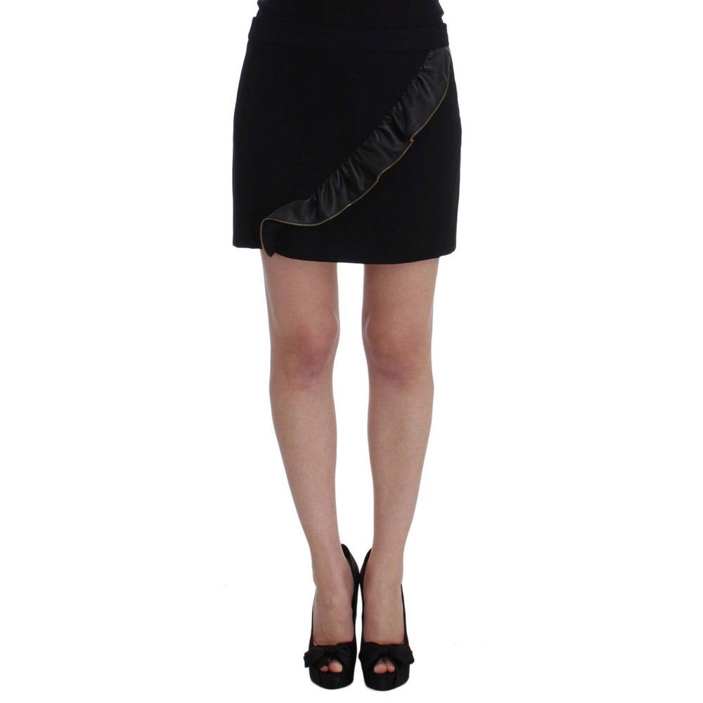 Frankie Morello Black Polyester Mini Skirt