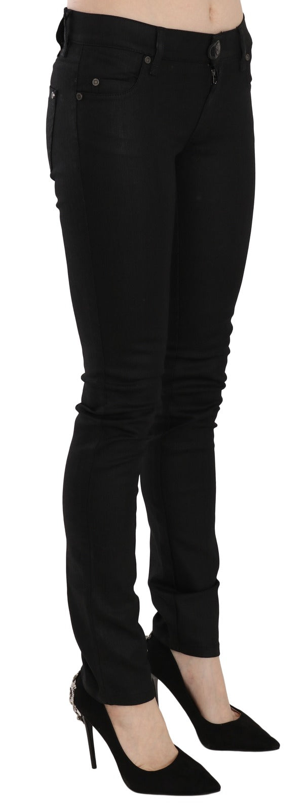 PLEIN SUD Cotton Black Mid Waist Skinny Denim Jeans - BrandFit 88