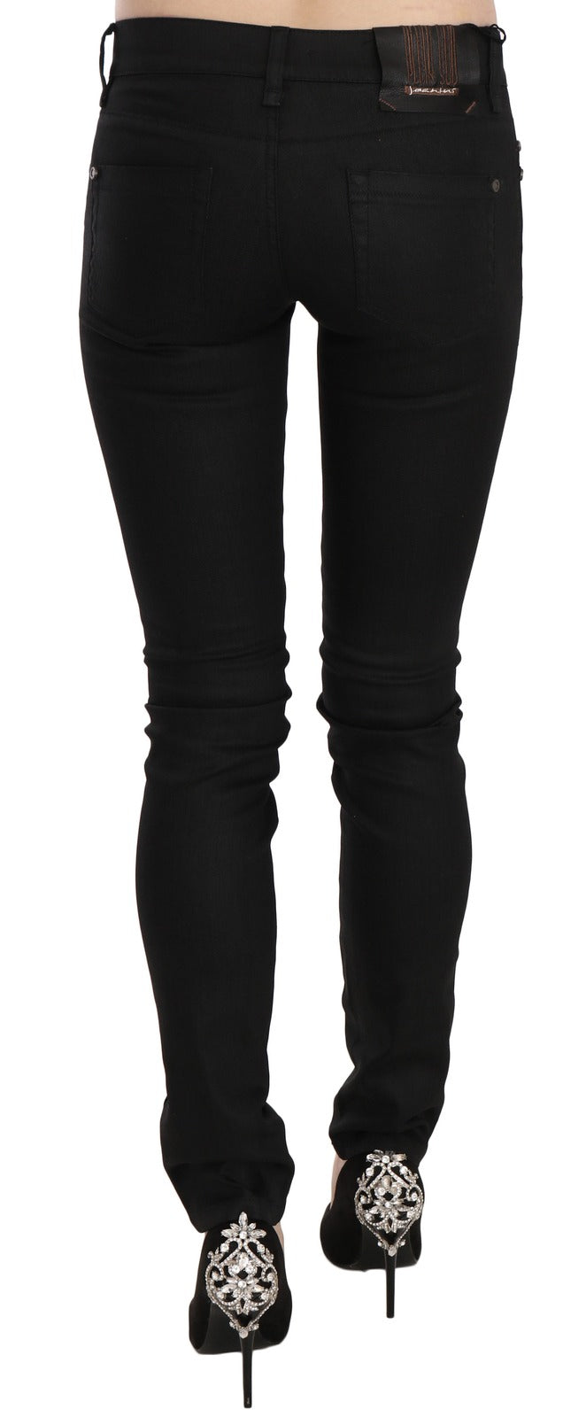 PLEIN SUD Cotton Black Mid Waist Skinny Denim Jeans - BrandFit 88