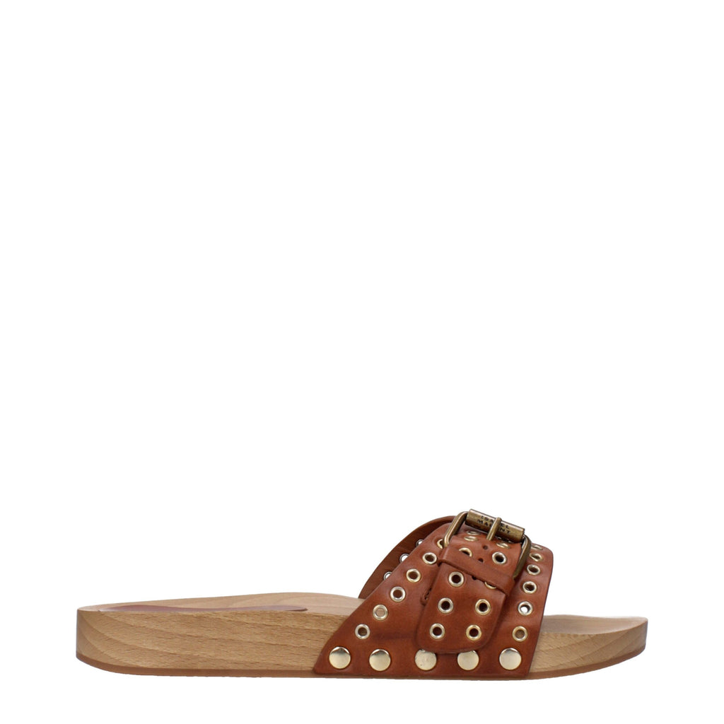 Isabel Marant Brown Leather Slippers