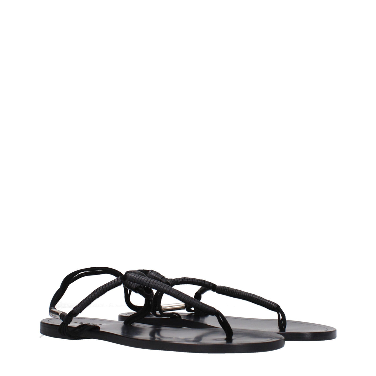 Isabel Marant Black Leather Flip-Flop Sandals