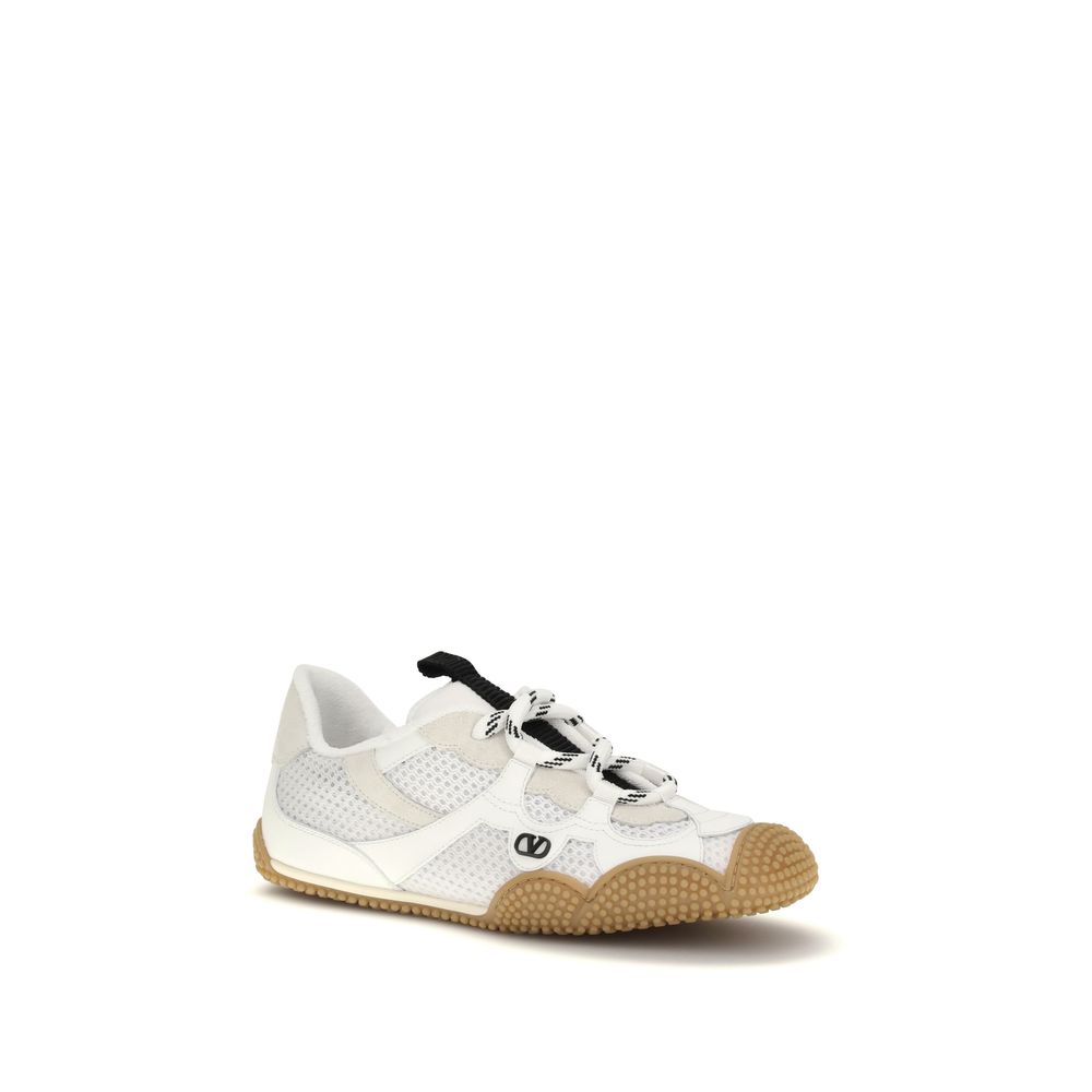Valentino Garavani White Calf Leather Bos Taurus Athletic Sneakers