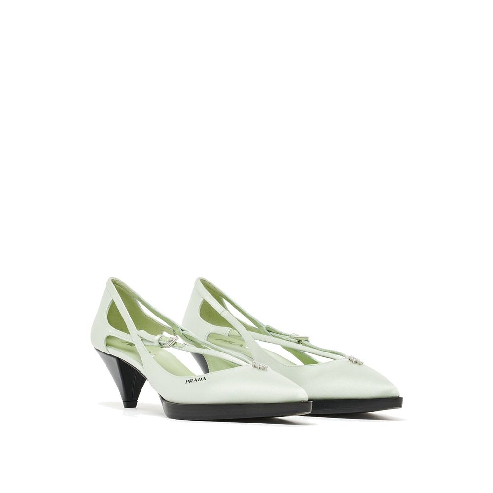 Prada Bicolor Silk Mid Heel Pumps