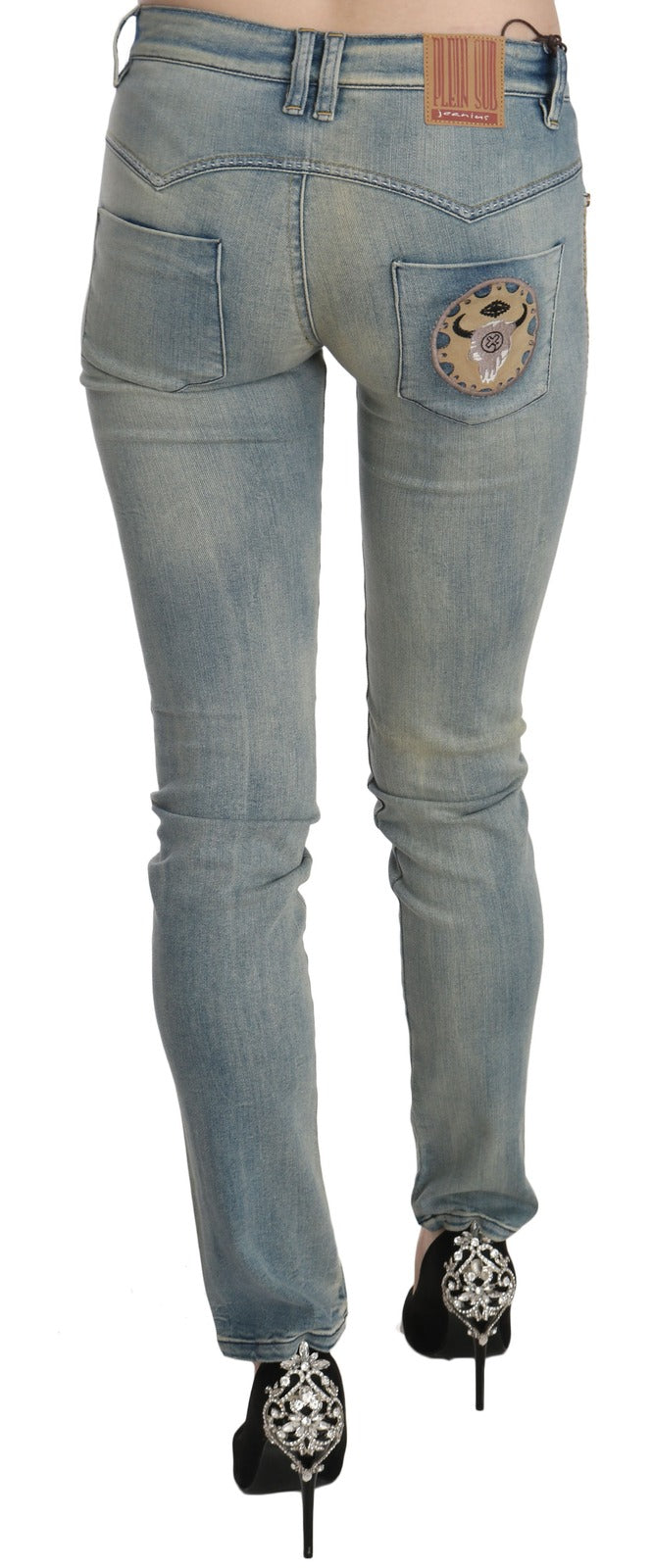 PLEIN SUD Light Blue Washed Mid Waist Skinny Denim Jeans - BrandFit 88