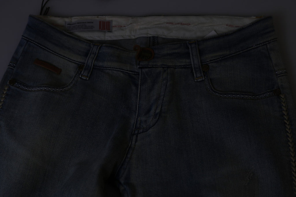 PLEIN SUD Light Blue Washed Mid Waist Skinny Denim Jeans - BrandFit 88