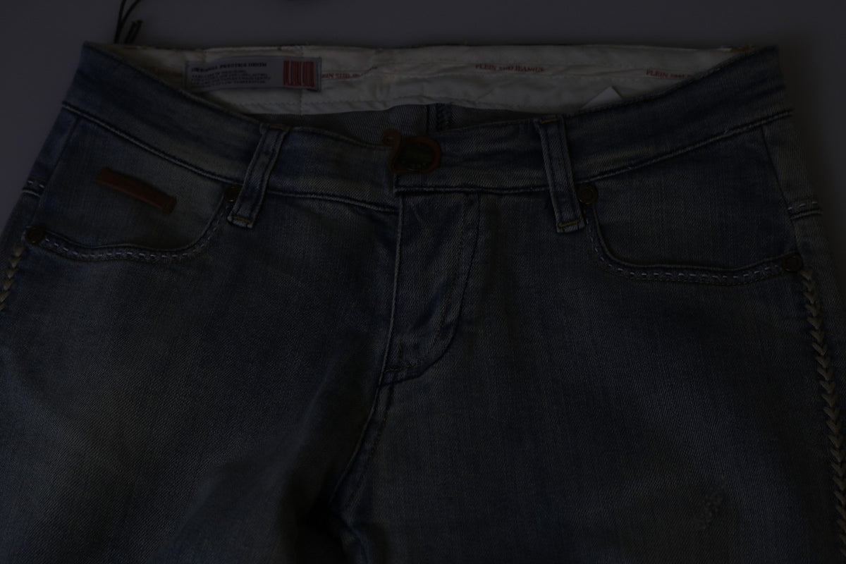 PLEIN SUD Light Blue Washed Mid Waist Skinny Denim Jeans - BrandFit 88