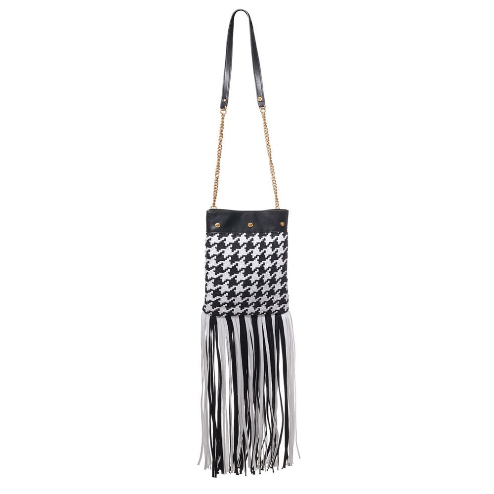 Versace Black And White Leather And Textile Shoulder Bag - BrandFit 88