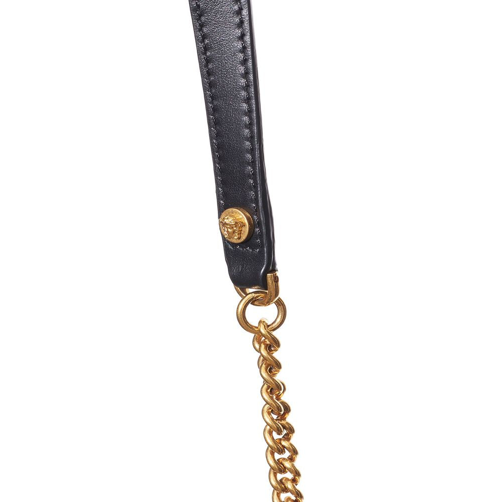 Versace Black And White Leather And Textile Shoulder Bag - BrandFit 88