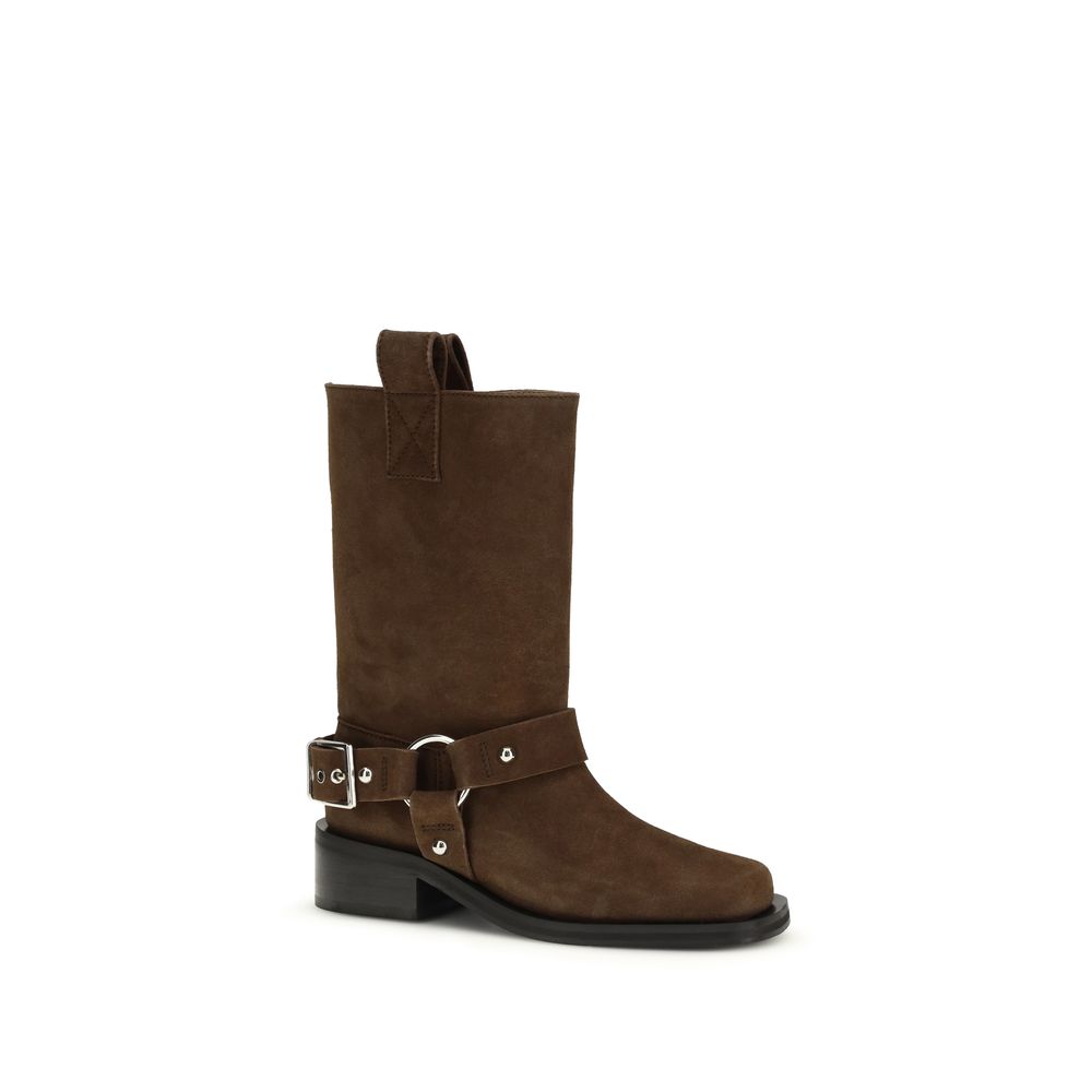 Ganni Brown Calf Leather Bos Taurus Lace-Up Boots - BrandFit 88