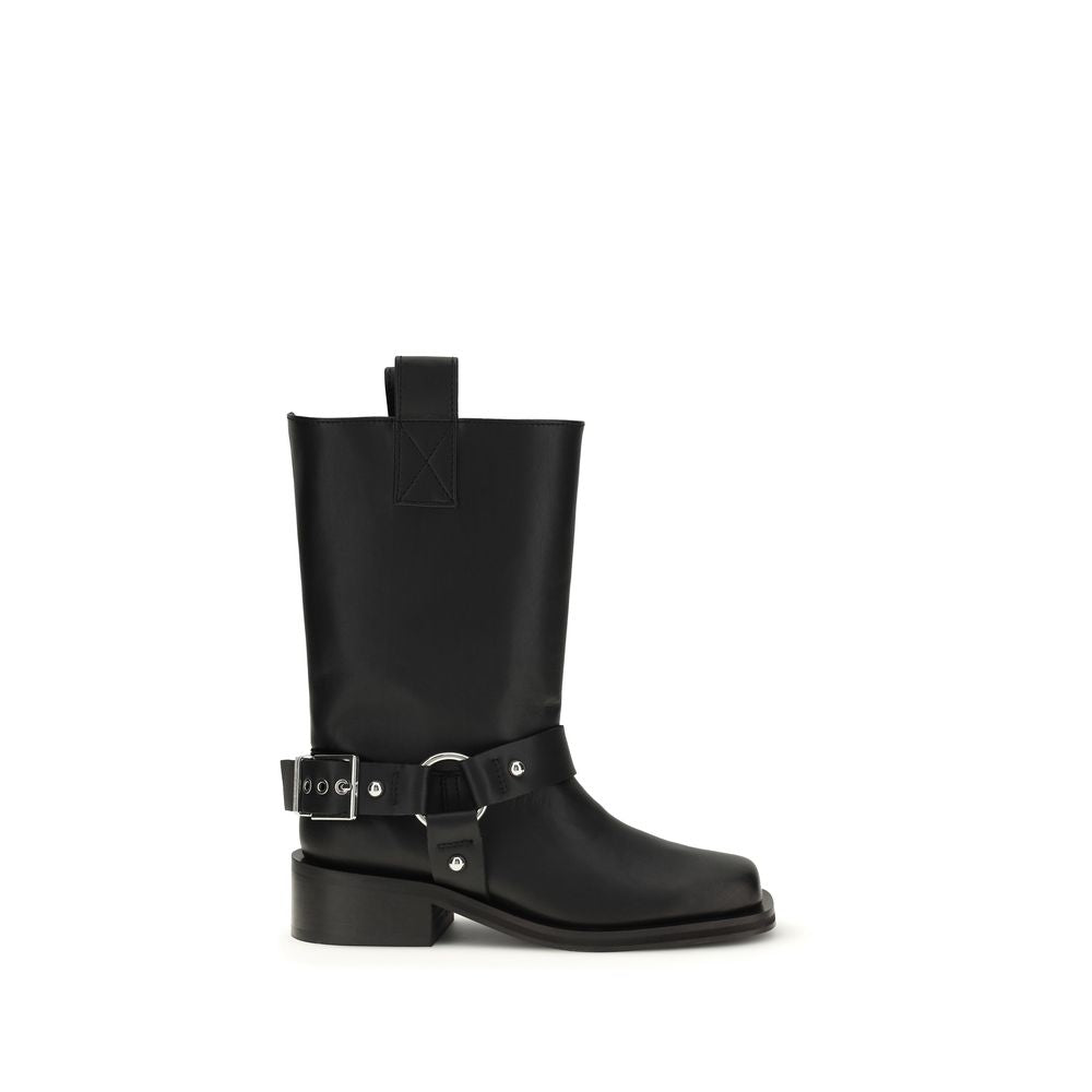 Ganni Black Calf Leather Bos Taurus Lace-Up Boots - BrandFit 88