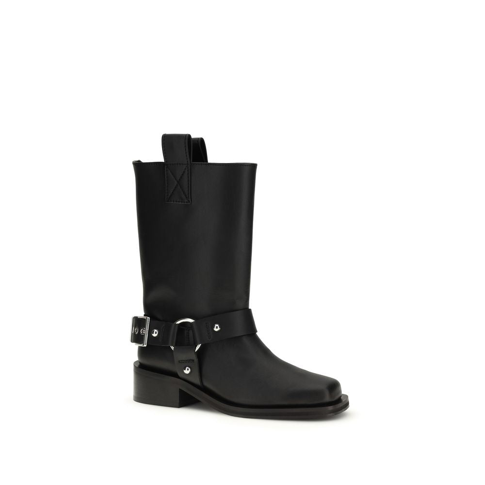 Ganni Black Calf Leather Bos Taurus Lace-Up Boots - BrandFit 88