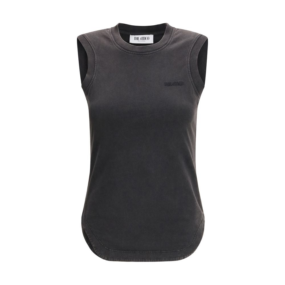 The Attico Black Cotton Sleeveles T-Shirt