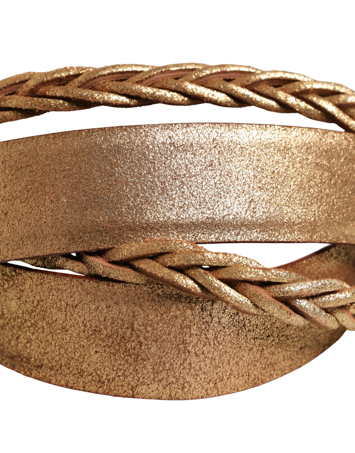 Ermanno Scervino Brown Leather Braided Metal Buckle Belt