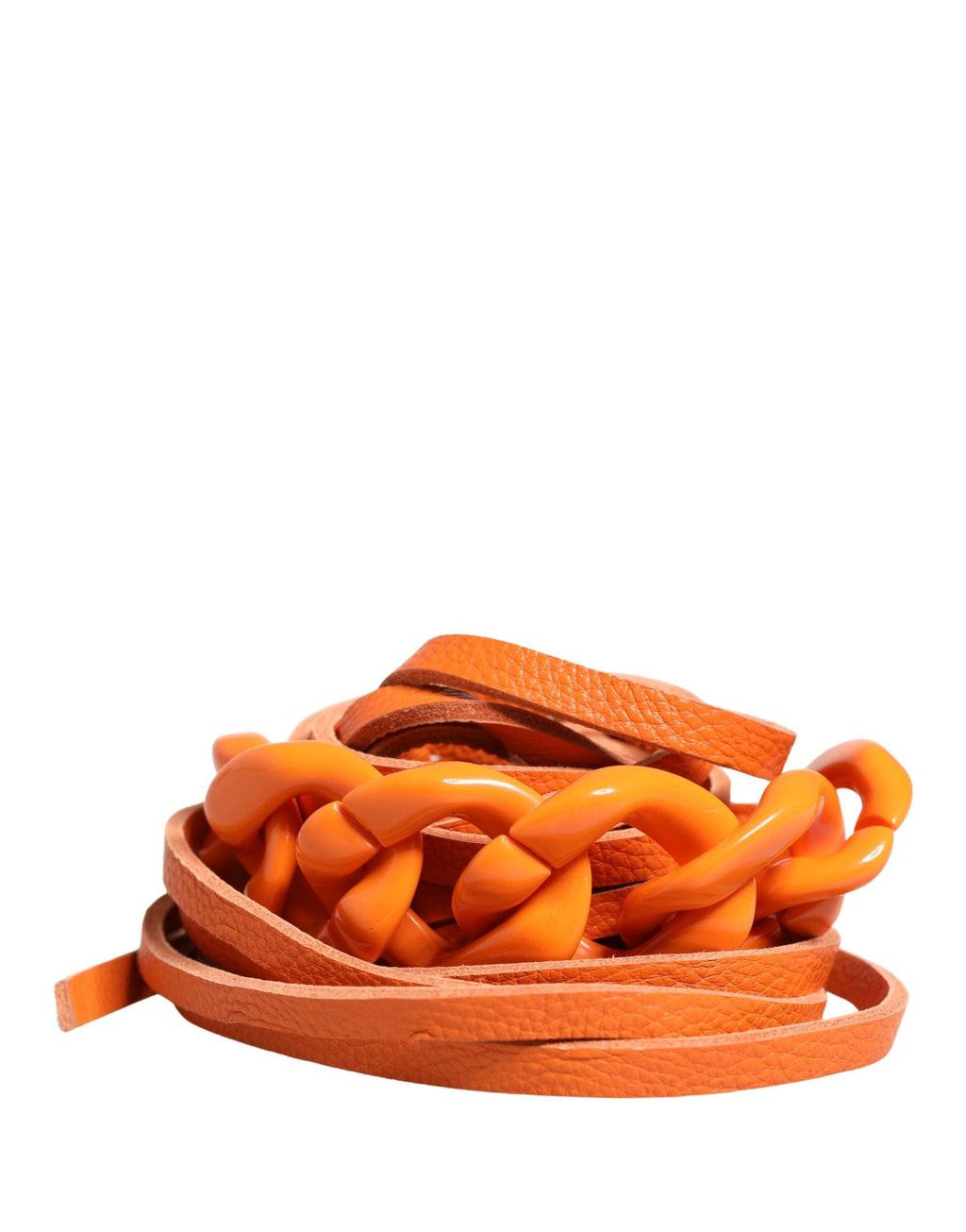 Scervino Street Orange Leather Chain Waist Metal Buckle Belt