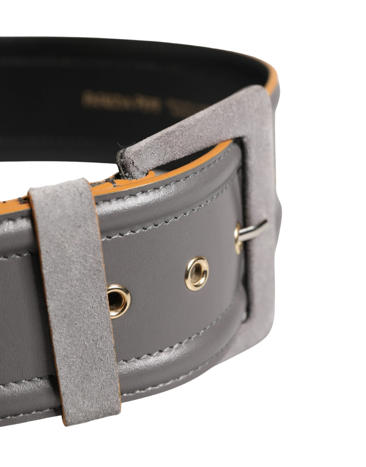 Patrizia Pepe Gray Genuine Leather Square Silver Metal Buckle Belt