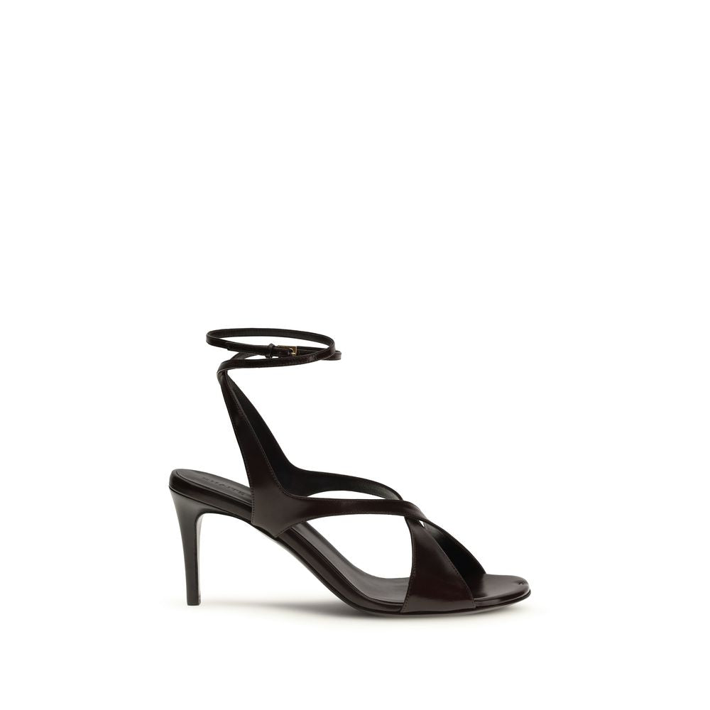 Khaite Black Calf Leather Bos Taurus Strap-On Sandals