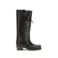 Paris Texas Black Calf Leather Bos Taurus Lace-Up Boots