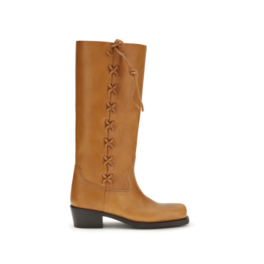 Paris Texas Brown Calf Leather Bos Taurus Lace-Up Boots