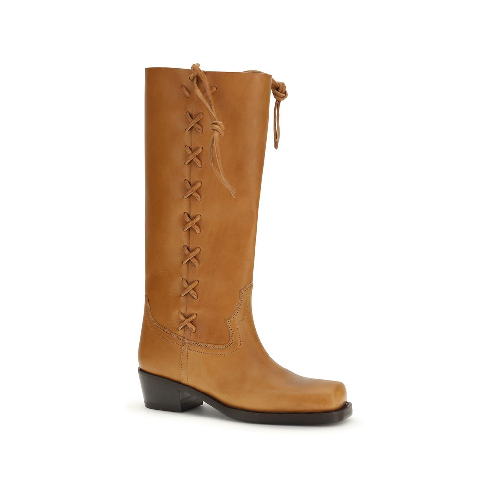 Paris Texas Brown Calf Leather Bos Taurus Lace-Up Boots
