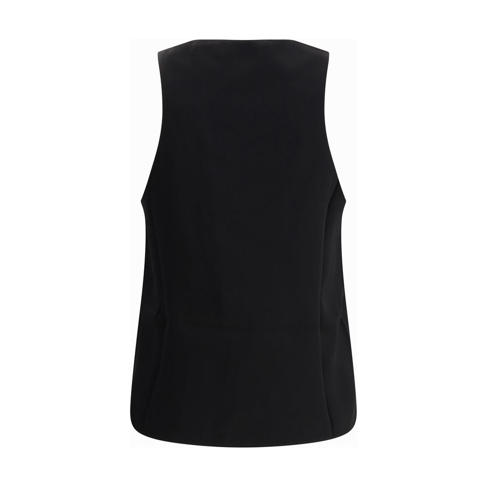 SA SU PHI Black Silk Sleeveles T-Shirt
