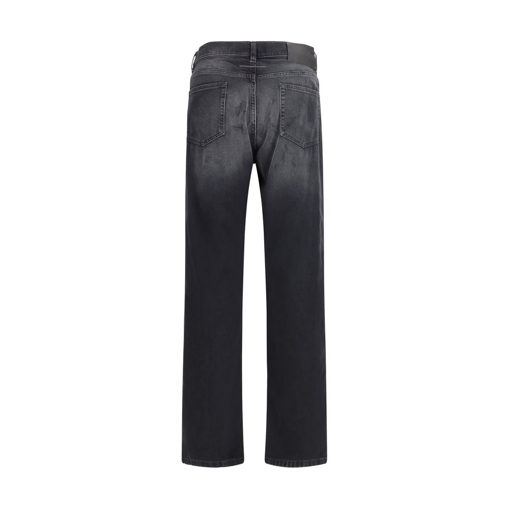 MM6 Black Cotton Straight-Leg Jeans