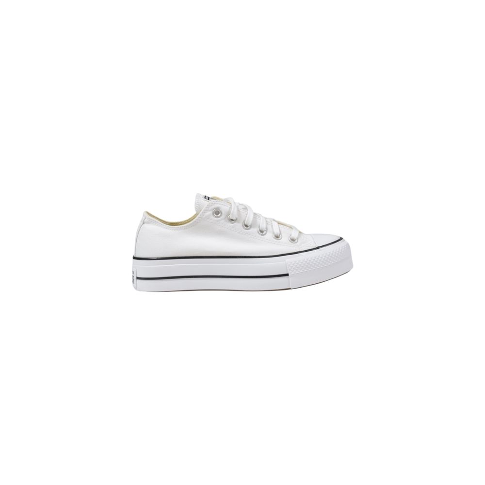 Converse White Fabric Platform Sneakers