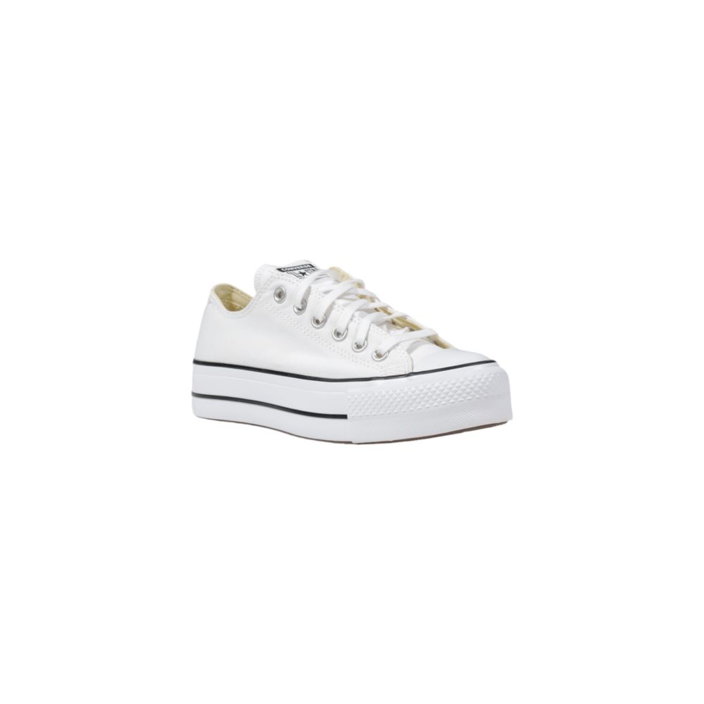 Converse White Fabric Platform Sneakers