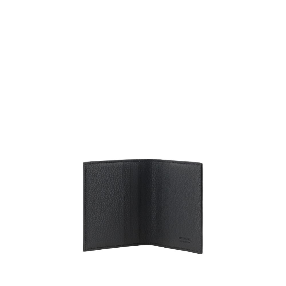 Ferragamo Black Calf Leather Bos Taurus Wallet