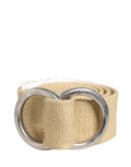 GF Ferre Men Beige Canvas Silver Metal Buckle Cintura Belt