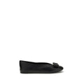 Ferragamo Black Calf Leather Bos Taurus Ballet Flats
