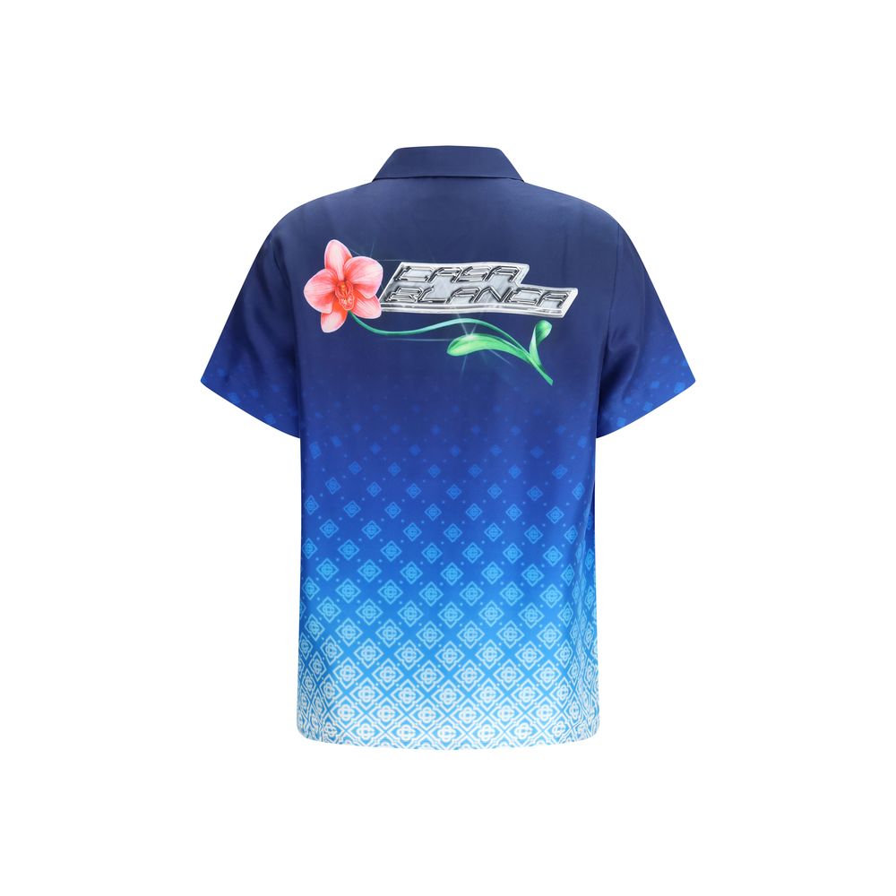 Casablanca Blue Silk Pattern Shirt