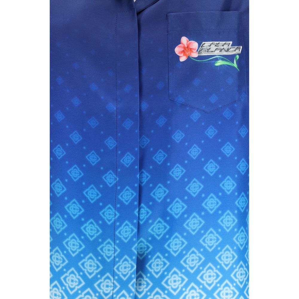 Casablanca Blue Silk Pattern Shirt