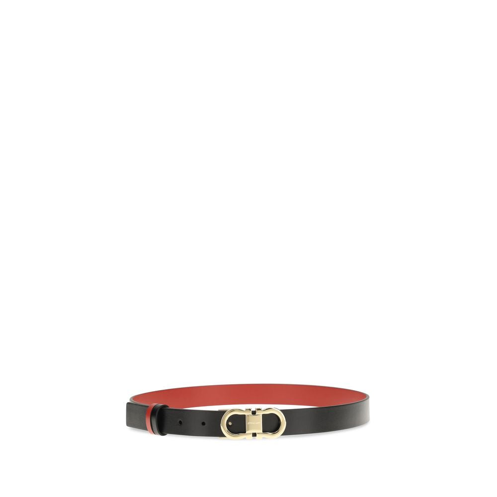 Ferragamo Black Calf Leather Bos Taurus Regular Belt