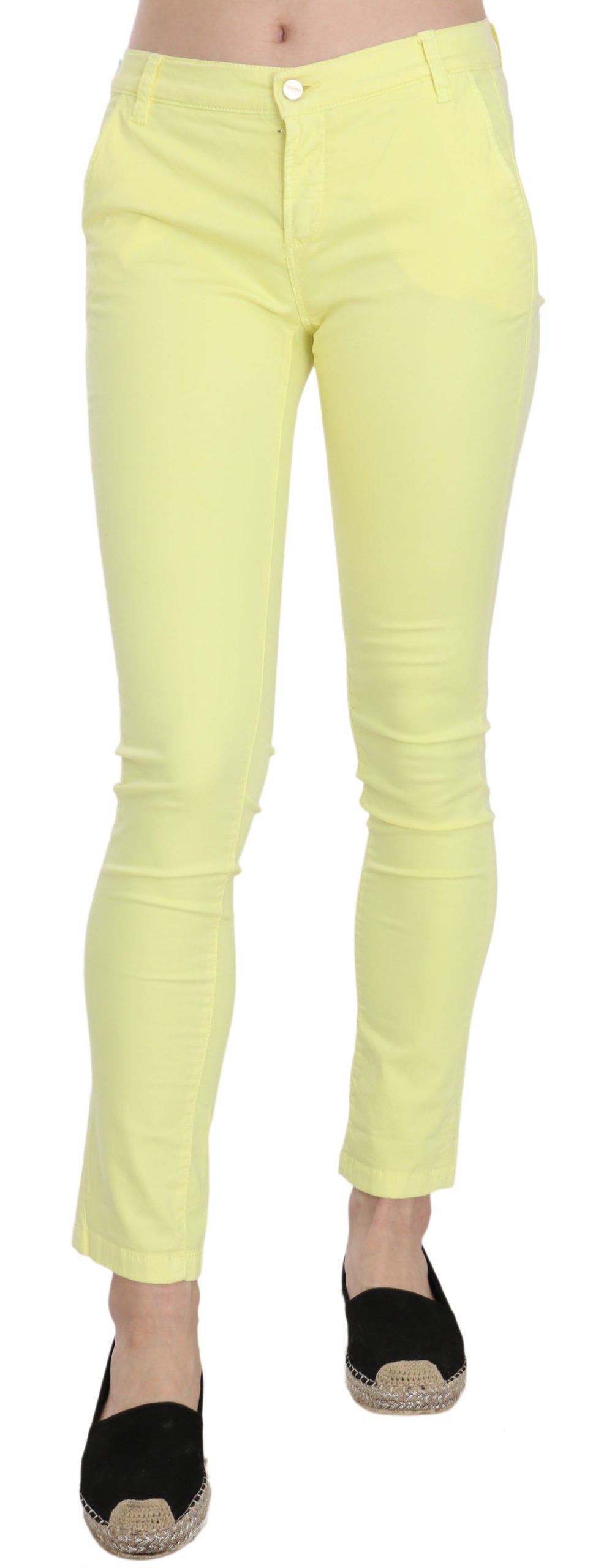 PINKO Yellow Cotton Stretch Low Waist Skinny Casual Trouser Pants PINKO