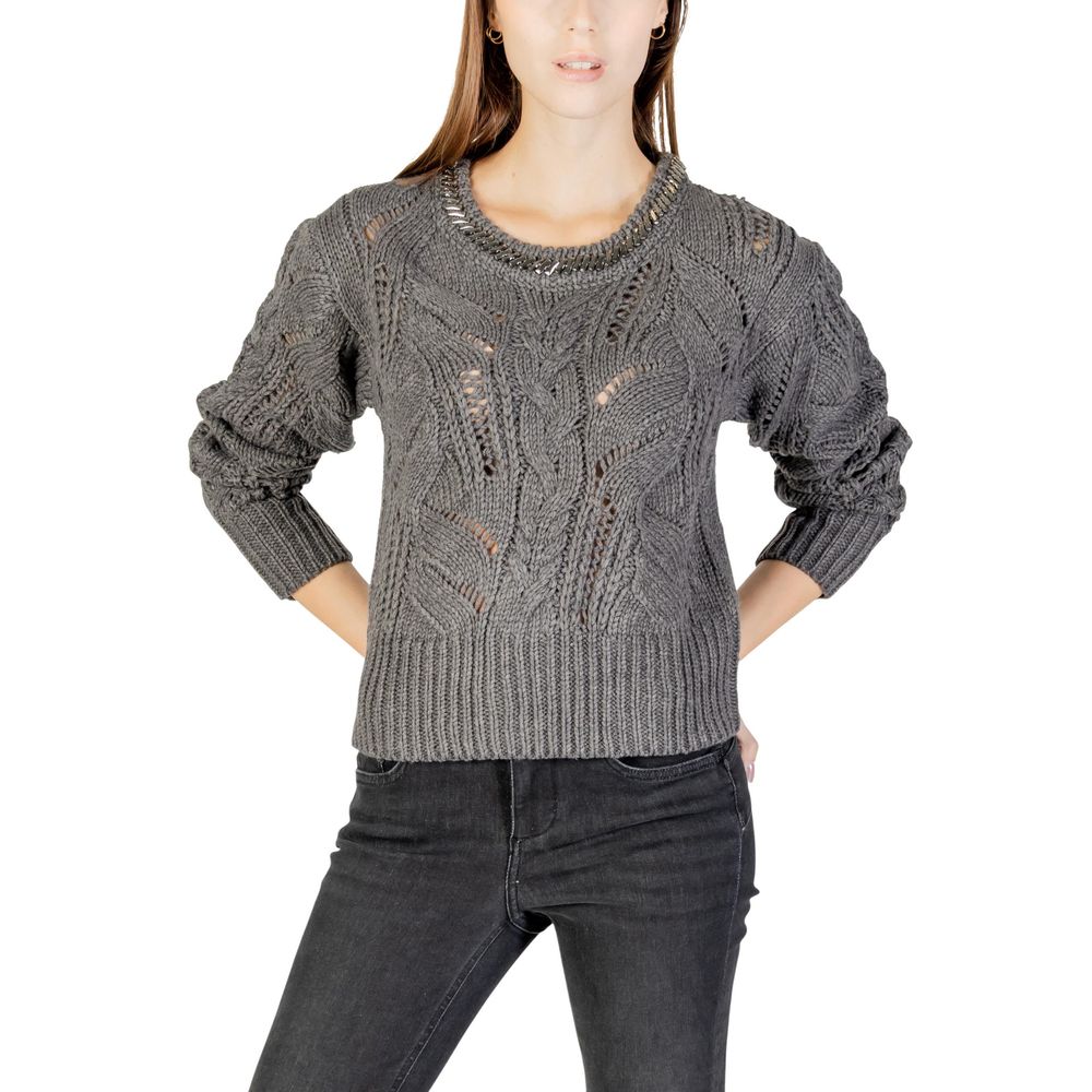 Liu Jo Gray Marabou Sweatshirt