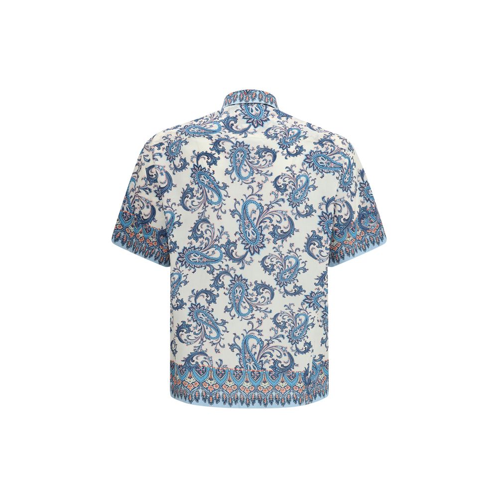 Etro Blue Cotton Pattern Shirt