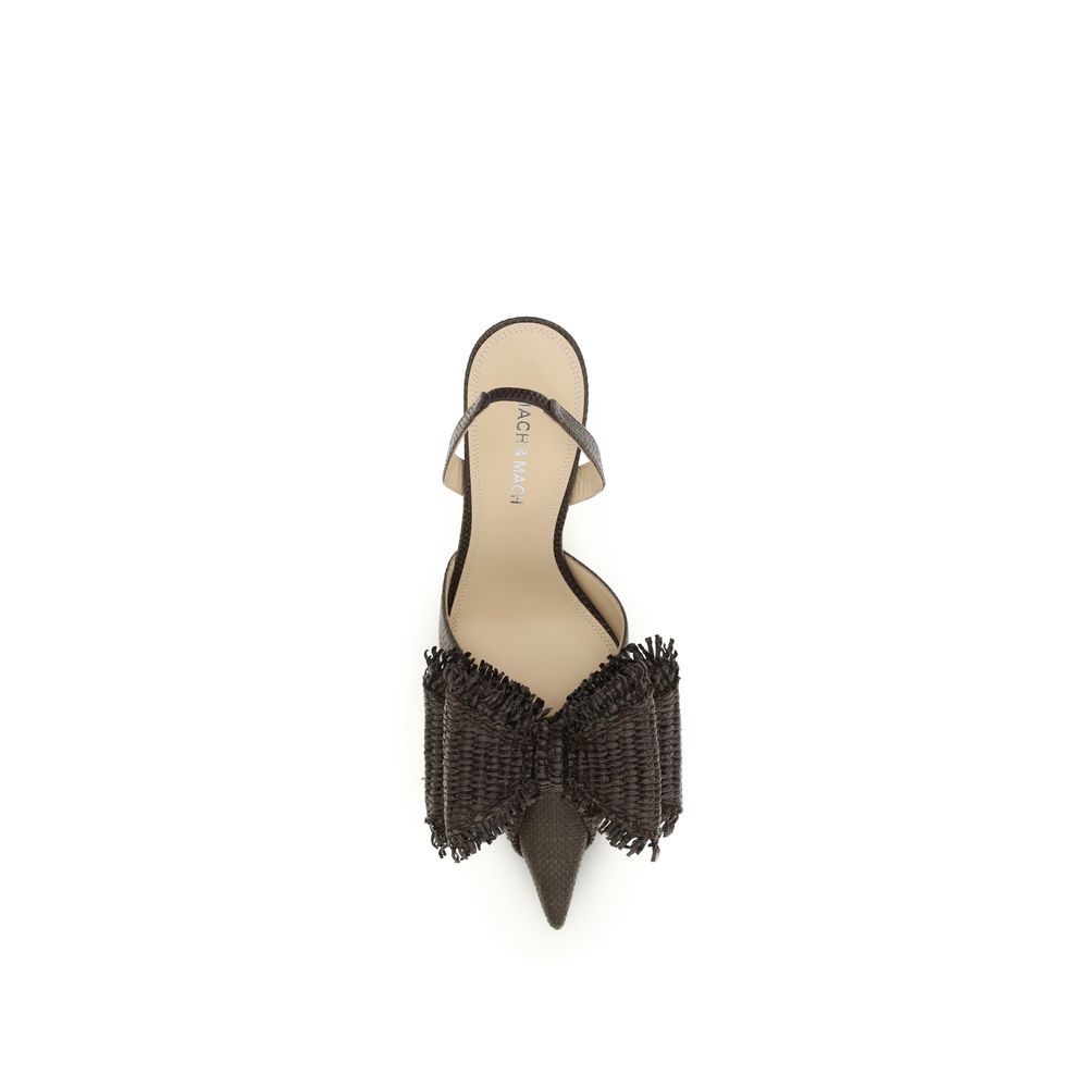 MACH & MACH Brown Raffia Platform Pumps
