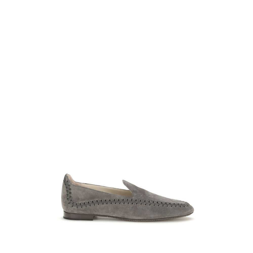 Giorgio Armani Gray Calf Leather Bos Taurus Slip-On Loafers