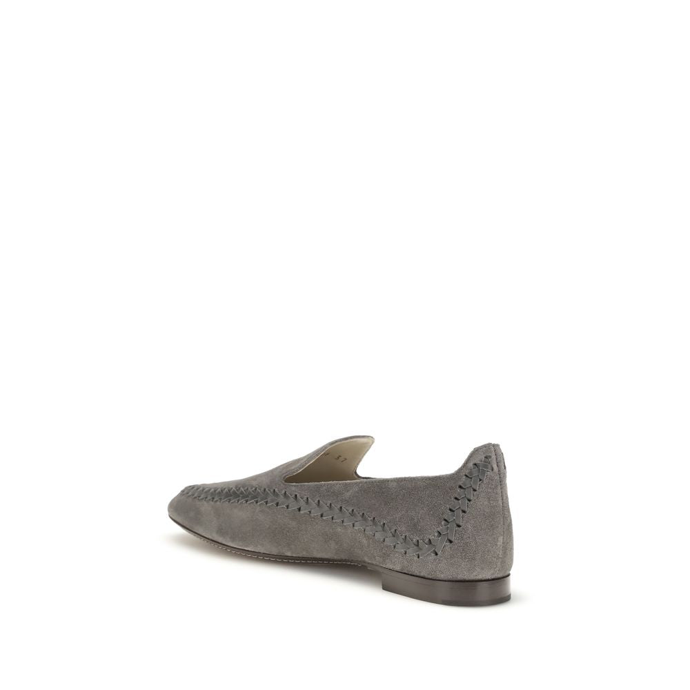 Giorgio Armani Gray Calf Leather Bos Taurus Slip-On Loafers