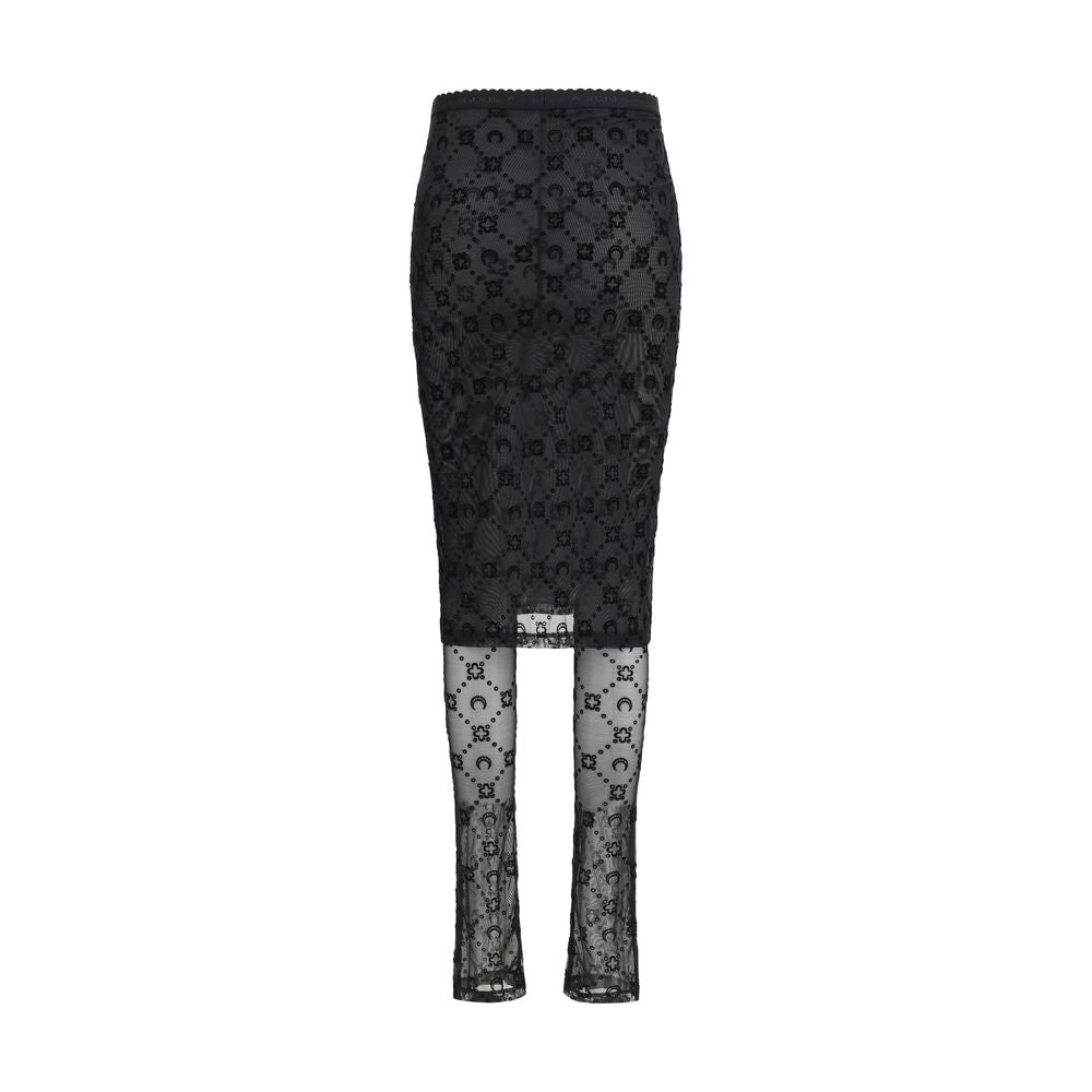 Marine Serre Black Recycled Polyamide Midi Skirt