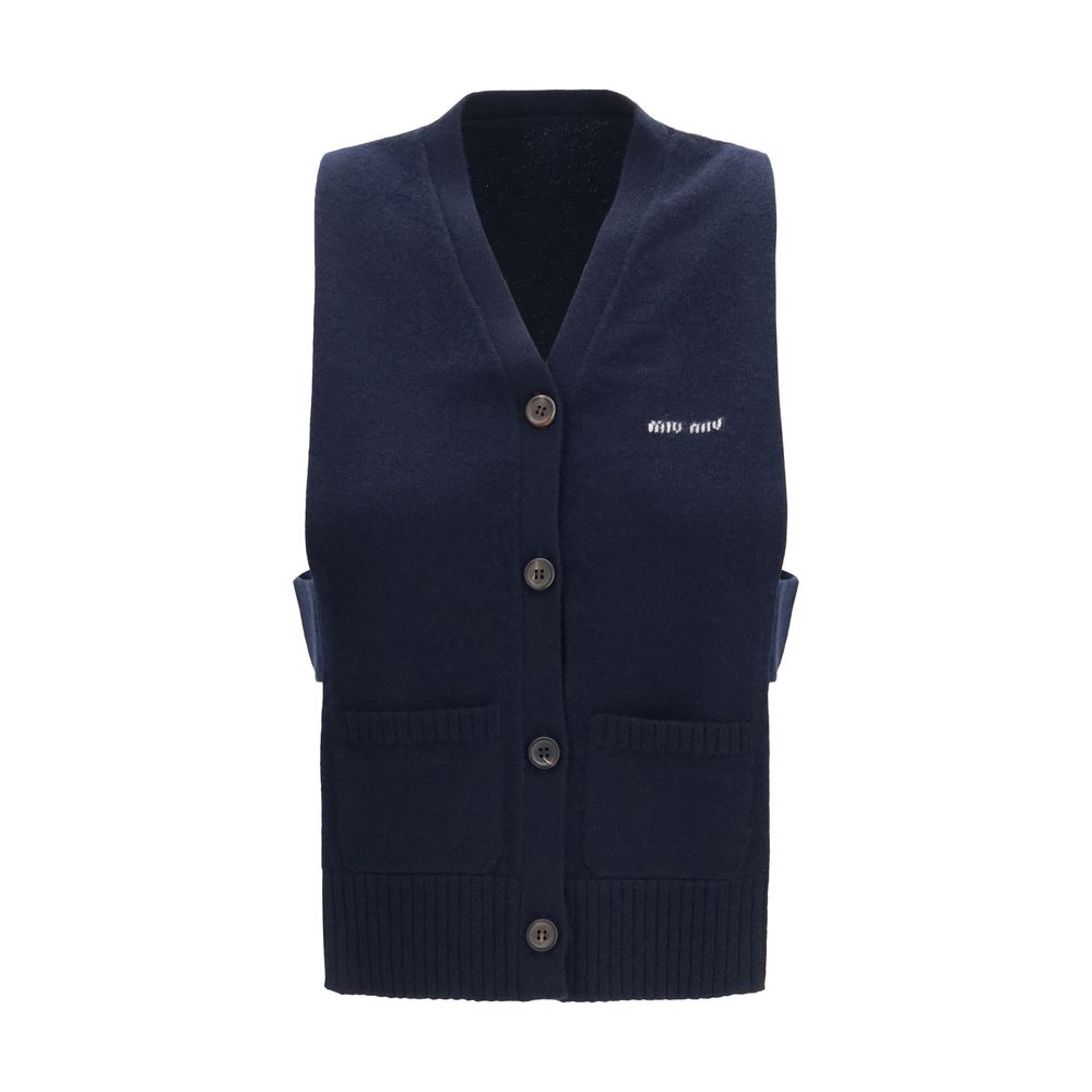 Miu Miu Blue Cashmere Sleeveles Sweater