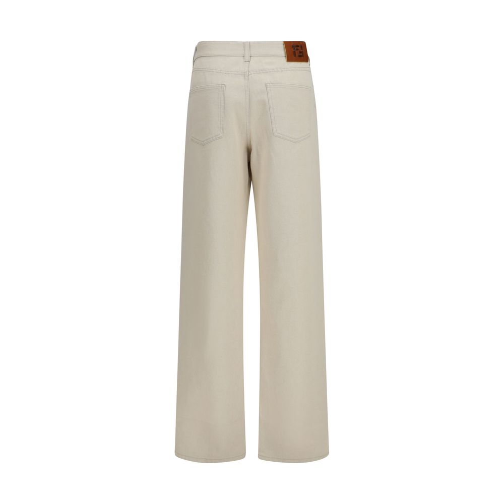 Fendi Beige Cotton Straight-Leg Jeans
